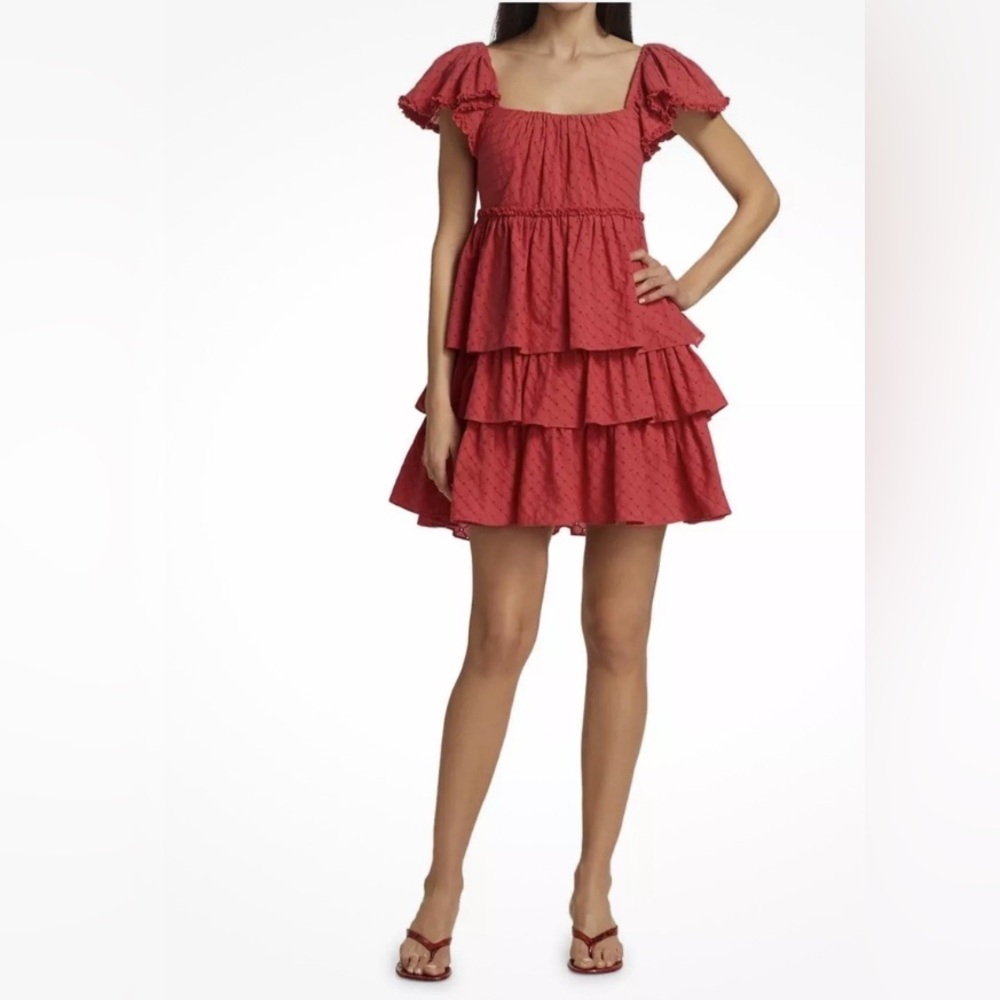 Elegant Red Tiered Dress NEW Cinq A Sept Dress Size 4. A10
